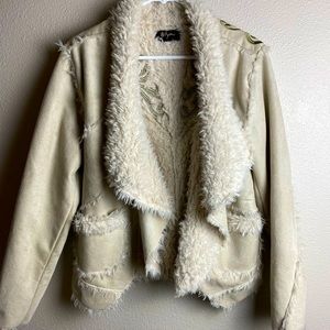 BIYA Johnny Was Boho 90s Faux Sherling Suede Jacket
